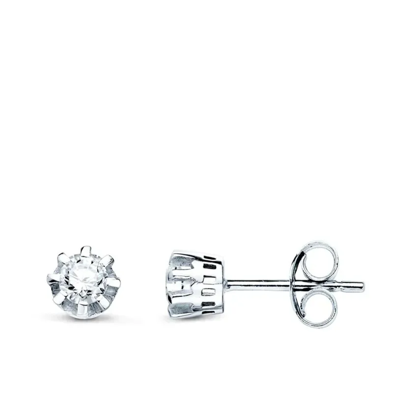 Pendientes en Oro Blanco de 18k con diamantes laboratorio de 3.5 mm.