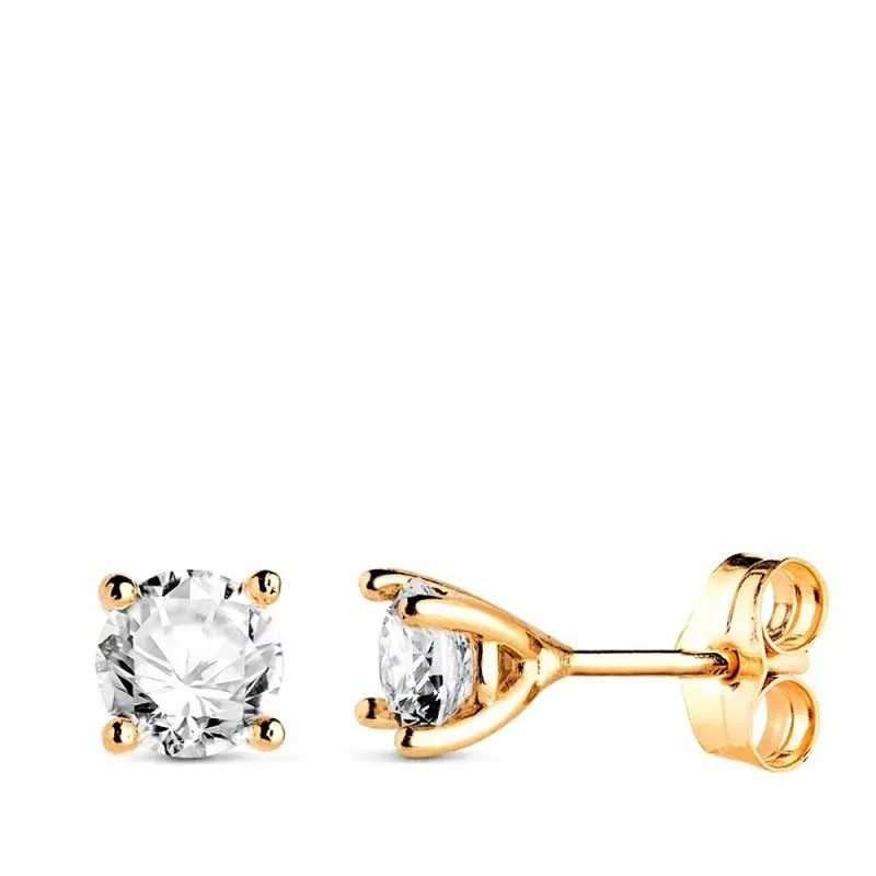 Pendientes en Oro 18k con 5 mm. y diamante de laboratorio de 0.45ct.