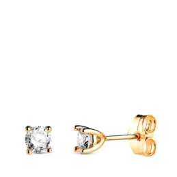 Pendientes en Oro 18k con 4 mm. y diamante de laboratorio de 0.34ct.