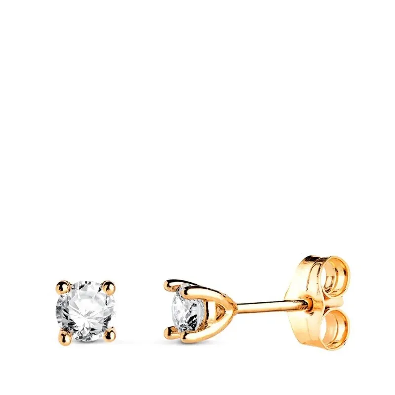 Pendientes en Oro 18k con 4 mm. y diamante de laboratorio de 0.34ct.