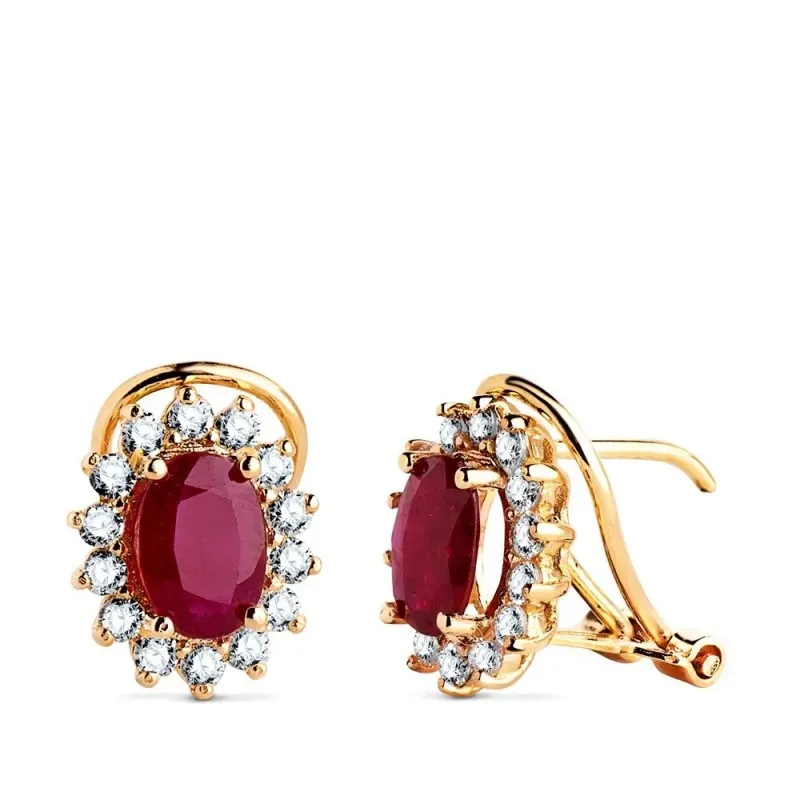 Pendientes en Oro 18k de 11.5 x 9.5 mm. con 14 diamantes de laborator