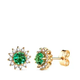 Pendientes en Oro 18k de 9 mm. con 24 diamantes de laboratorio y esme