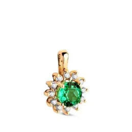 Colgante Oro 18k con 12 diamantes de laboratorio con esmeralda de 5 m