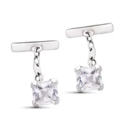 Gemelos en Oro Blanco con 18k circonita de 9 mm. colgante
