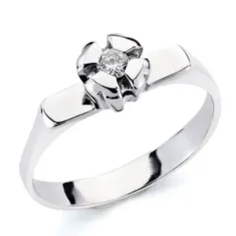 Solitario en Oro Blanco de 18k con diamante central de 0.1ct.