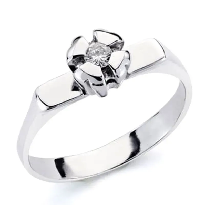 Solitario en Oro Blanco de 18k con diamante central de 0.1ct.