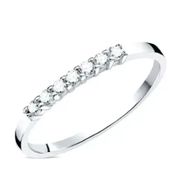 Sortija en Oro Blanco 18k con 7 diamantes talla brillante de 0.022ct.