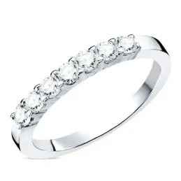 Sortija en Oro Blanco 18k con 7 diamantes talla brillante de 0.05ct.