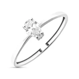 Sortija en Oro Blanco 18k con diamante central de laboratorio 0.35ct.