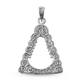 Colgante plata Ley 925m macizo 30mm. silueta Virgen del Rocío calada borde detalles forma manto