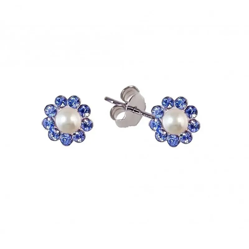 Pendientes Plata Ley 925m mujer perlas botón 6 mm. combinadas circoni