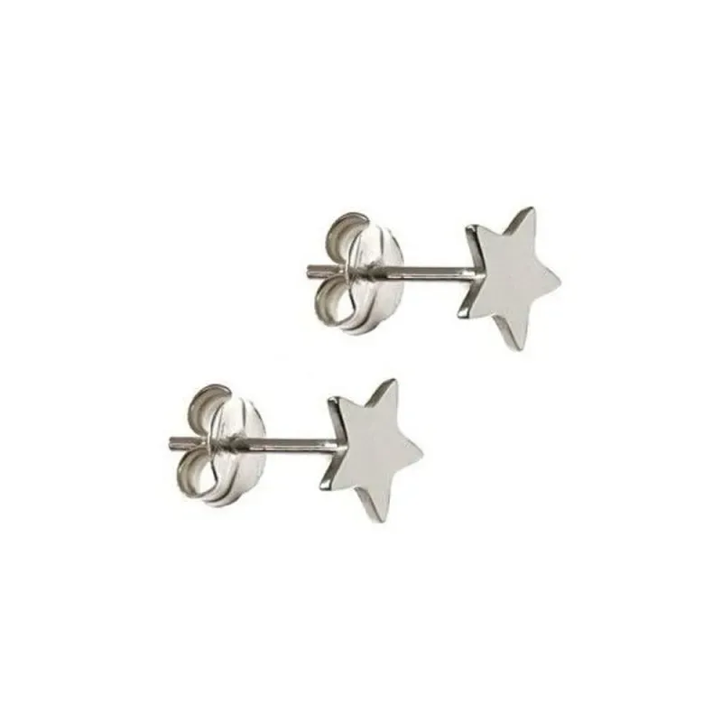 Pendientes plata Ley 925m par estrella 5mm. cierre presión mujer