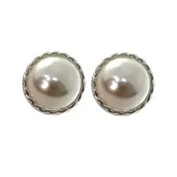 Pendientes plata Ley 925m mujer 12 mm. perla centro bordes detalles o