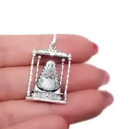 Colgante Virgen del Rocío Bajo Palio en Plata de Ley 925m maciza de