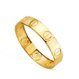 Sortija Tornillo en Oro de 18k acabada en brillo con un ancho de 4 mm
