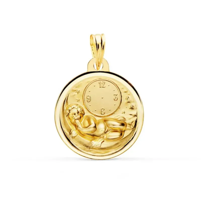 Medalla oro 18k niño 18mm. hora bisel [7564]