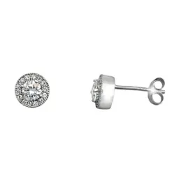 Pendientes plata Ley 925m rodiada 7mm. redondos circonitas