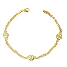 Pulsera oro 18k niña 16.7cm. circonitas cierre mosquetón