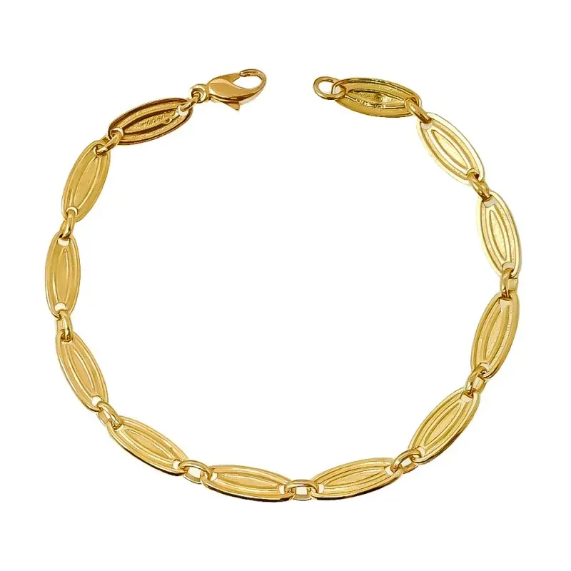Pulsera oro 18k cadena 19cm. eslabones ovalados mujer cierre mosquetón