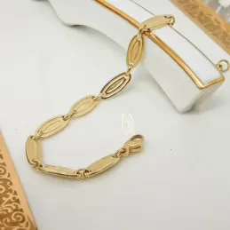 Pulsera oro 18k cadena 19cm. eslabones ovalados mujer cierre mosquetón
