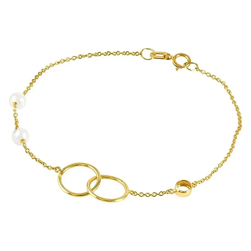 Pulsera Oro Amarillo 18k modelo Bracelets (2 Perlas Cultivadas 4,5mm.) Medida: 18cm.