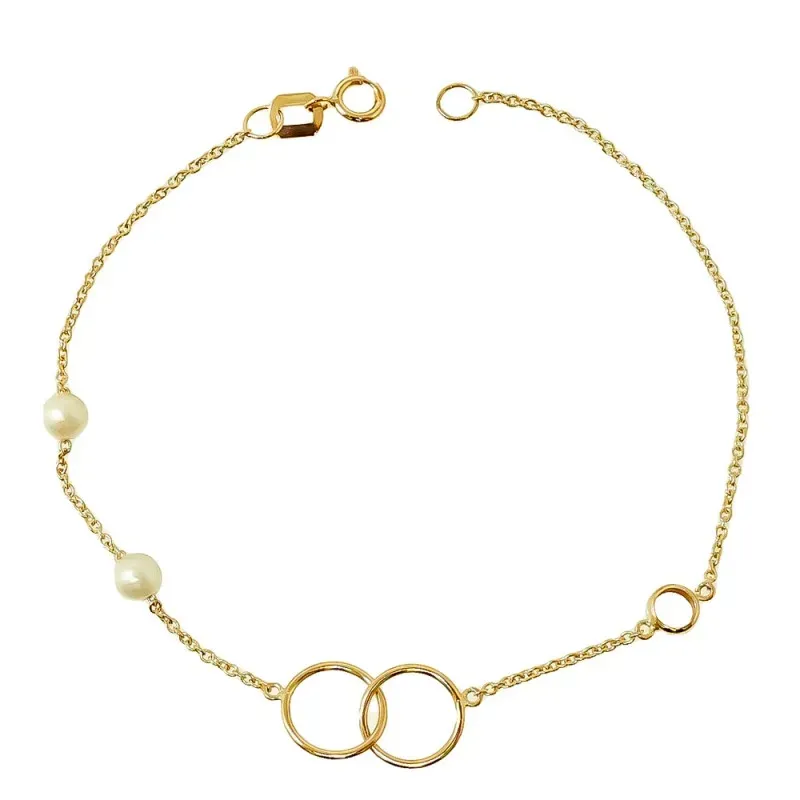 Pulsera Oro Amarillo 18k modelo Bracelets (2 Perlas Cultivadas 4,5mm.) Medida: 18cm.