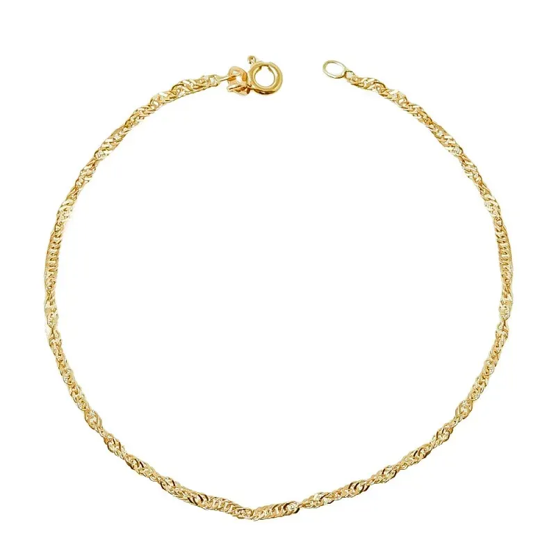 Pulsera cadena oro 18k lisa 19cm. eslabón singapur mujer cierre reasa