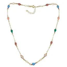 Gargantilla oro 18k tuti frutti 42.5cm. piedras colores forma lágrima