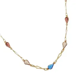 Gargantilla oro 18k tuti frutti 42.5cm. piedras colores forma lágrima