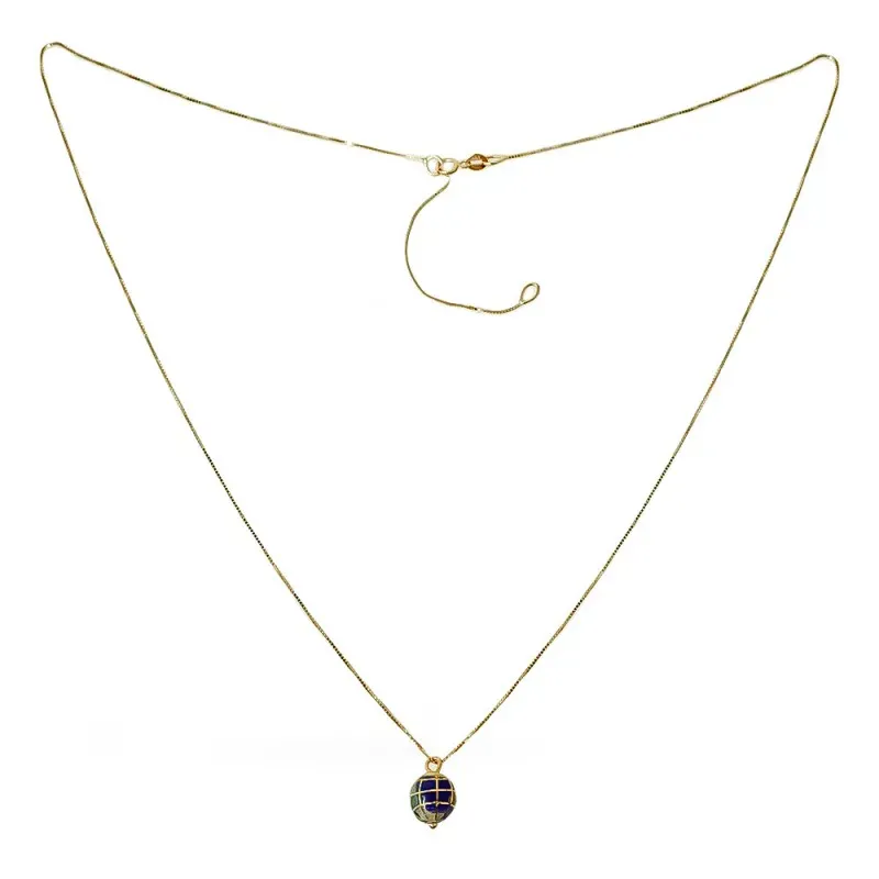 Gargantilla oro 18k modelo Circles cadena 50cm. bola del mundo 8mm. lapislázuli cierre reasa