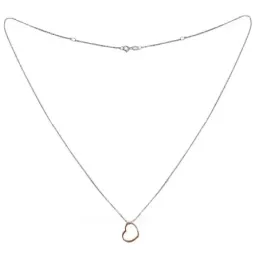 Gargantilla oro bicolor 18k mujer 45cm. silueta corazón rosa cierre reasa