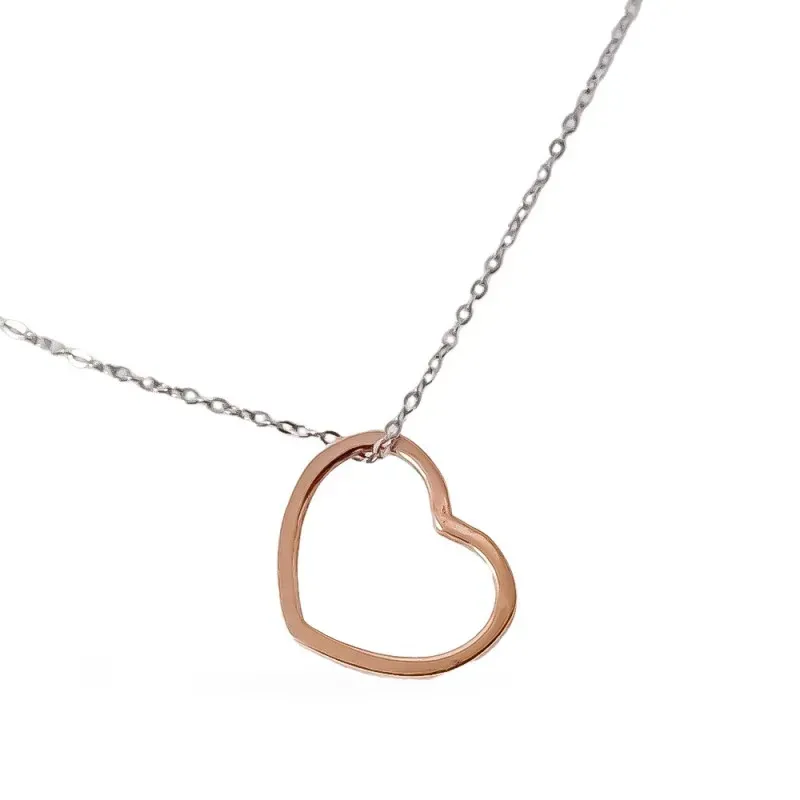 Gargantilla oro bicolor 18k mujer 45cm. silueta corazón rosa cierre reasa