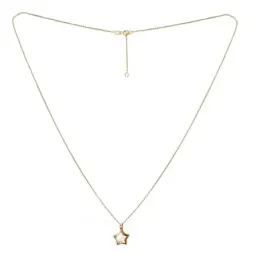 Gargantilla oro 18k cadena 45cm. detalle estrella centro nácar borde liso cierre reasa