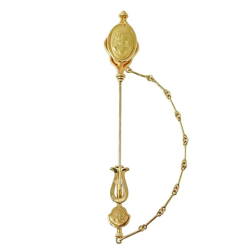 Alfiler oro 18k aguja cadena camafeo 94mm. cierre presión