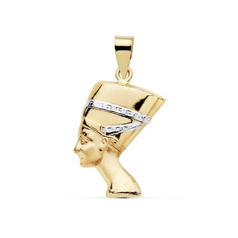 Colgante oro 18k bicolor Nefertitis 19mm. símbolo belleza [AC0111]