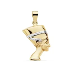 Colgante oro 18k bicolor Nefertitis 19mm. símbolo belleza [AC0111]