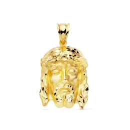 Colgante oro 18k 27mm. cabeza rostro de Cristo de la Buena Muerte detalles tallados