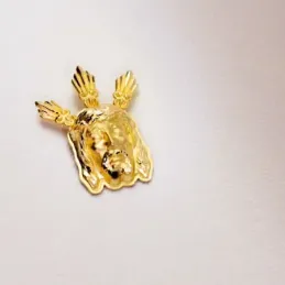 Colgante oro 18k 39mm. cabeza rostro de Cristo Potencias detalles tallados