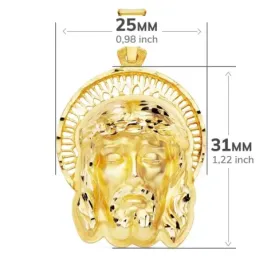 Cabeza rostro Cristo oro 18k Buena Muerte orla 35mm. unisex