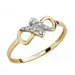 Sortija oro 18k bicolor circonitas flor infinito [AA7357]