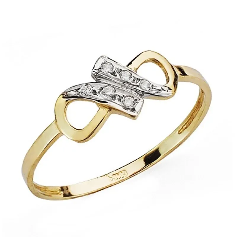 Sortija oro 18k bicolor circonitas flor infinito [AA7357]