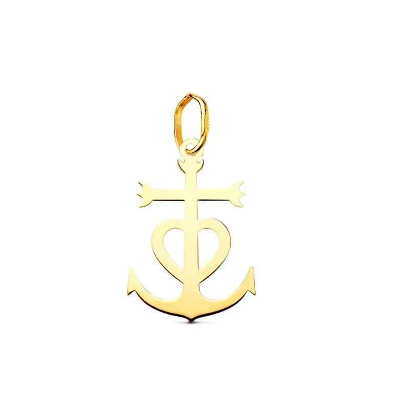 Cruz de la Carmarga Colgante en Oro de 18k con 17 mm. lisa acabada en
