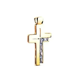 Cruz en Oro de 18k Colgante con 31 mm. circonitas baguette en color a