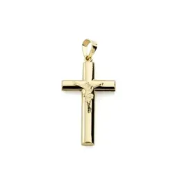 Cruz con Cristo Oro 18k Colgante de 27 mm. lisa