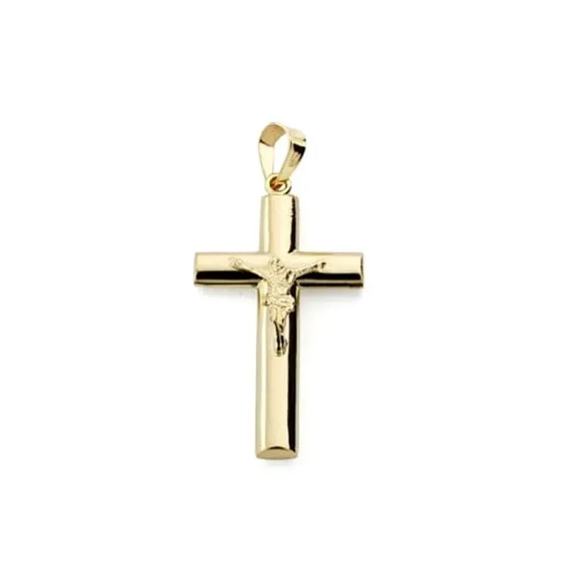 Cruz con Cristo Oro 18k Colgante de 27 mm. lisa