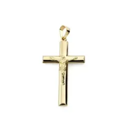 Cruz con Cristo Colgante en Oro de 18k con 31 mm. palo oval