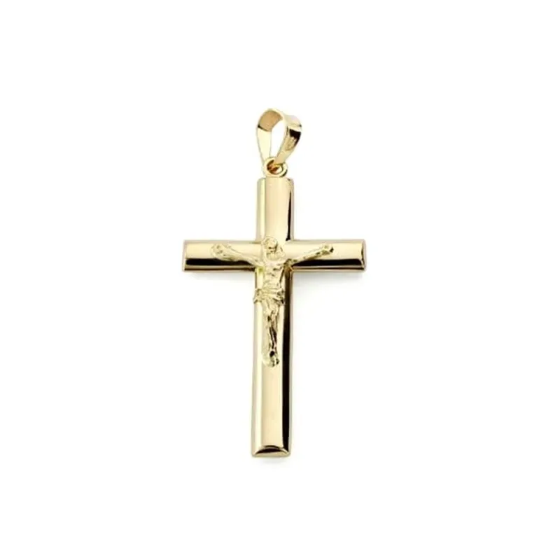 Cruz con Cristo Colgante en Oro de 18k con 31 mm. palo oval