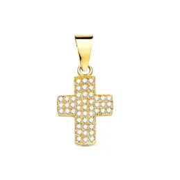 Cruz Colgante en Oro de 18k con 14.5 mm. circonitas