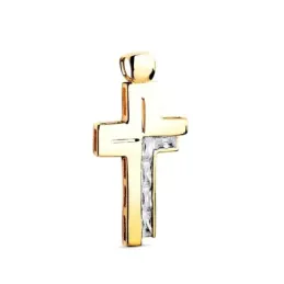 Cruz Colgante en Oro de 18k con 31 mm. circonitas baguette