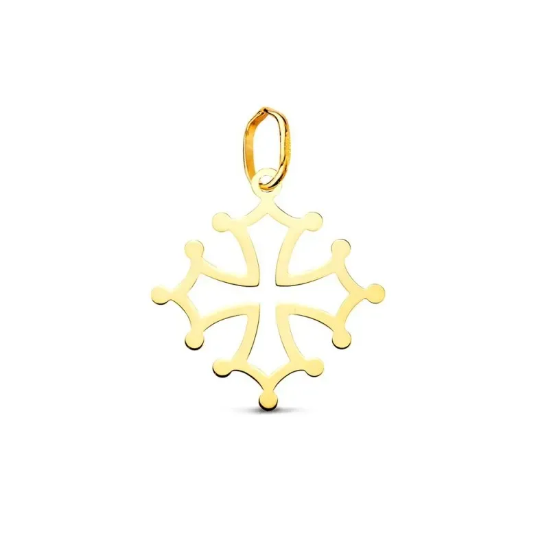 Cruz Occitania Colgante en Oro de 18k con 17 mm. lisa acabada en bril